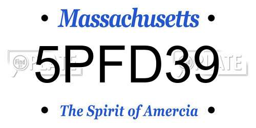 5PFD39 Massachusetts License Plate