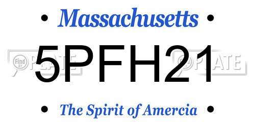 5PFH21 Massachusetts License Plate