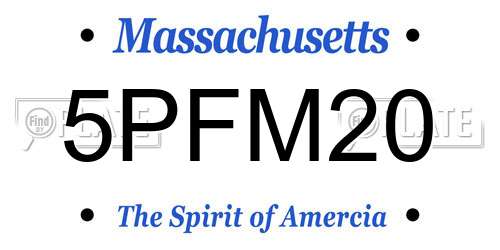5PFM20 Massachusetts License Plate