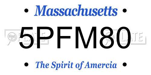 5PFM80 Massachusetts License Plate
