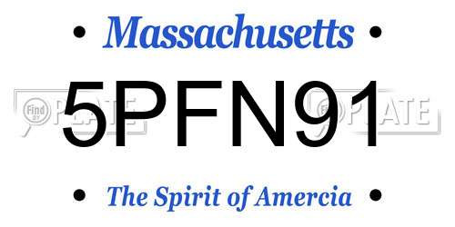 5PFN91 Massachusetts License Plate