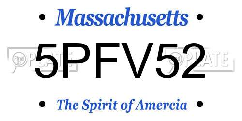 5PFV52 Massachusetts License Plate