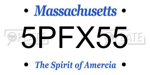 5PFX55 Massachusetts License Plate