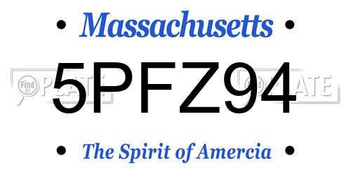 5PFZ94 Massachusetts License Plate