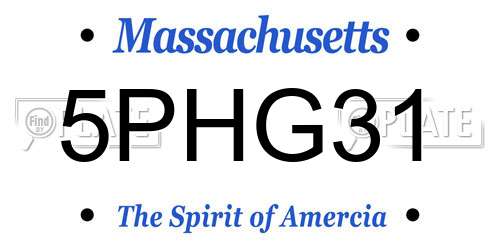 5PHG31 Massachusetts License Plate
