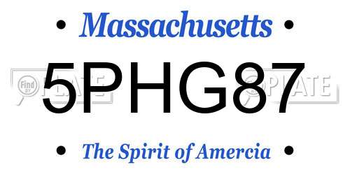 5PHG87 Massachusetts License Plate