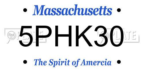 5PHK30 Massachusetts License Plate