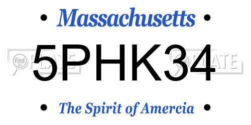 5PHK34 Massachusetts License Plate