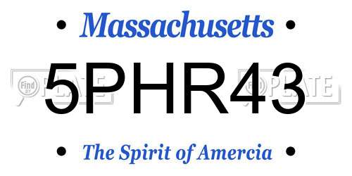 5PHR43 Massachusetts License Plate