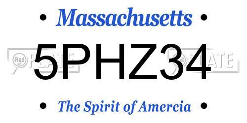 5PHZ34 Massachusetts License Plate