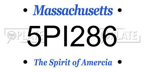 5PI286 Massachusetts License Plate