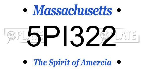 5PI322 Massachusetts License Plate