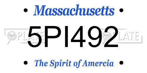 5PI492 Massachusetts License Plate