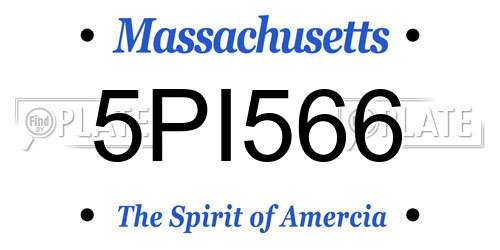 5PI566 Massachusetts License Plate