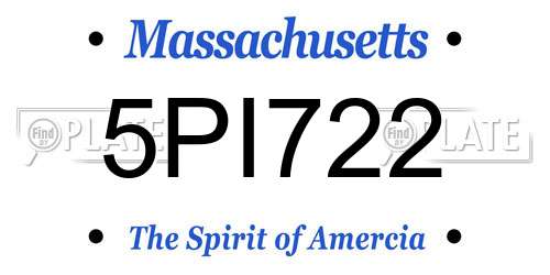 5PI722 Massachusetts License Plate