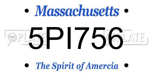 5PI756 Massachusetts License Plate