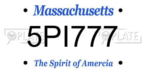 5PI777 Massachusetts License Plate