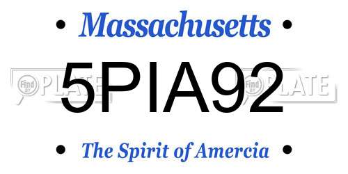 5PIA92 Massachusetts License Plate