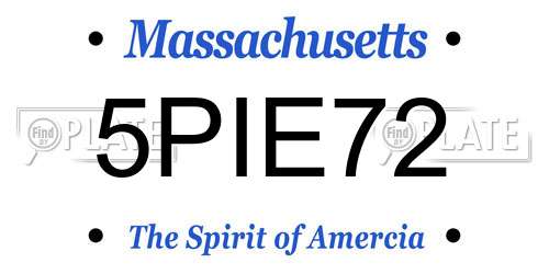 5PIE72 Massachusetts License Plate