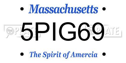 5PIG69 Massachusetts License Plate