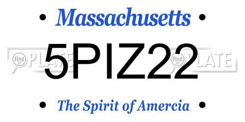 5PIZ22 Massachusetts License Plate