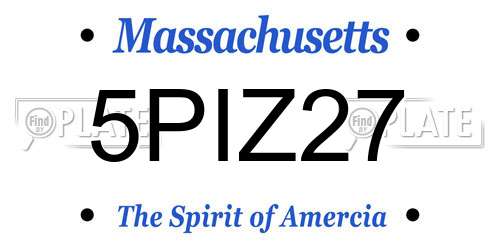 5PIZ27 Massachusetts License Plate