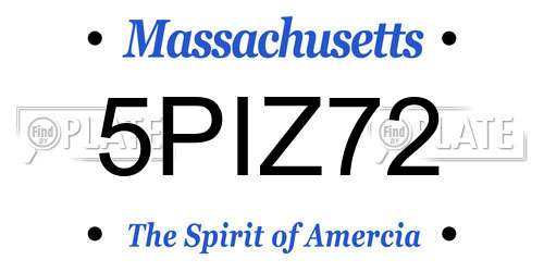 5PIZ72 Massachusetts License Plate
