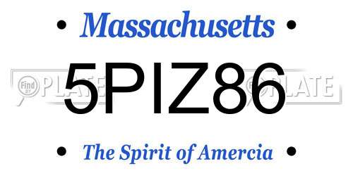 5PIZ86 Massachusetts License Plate