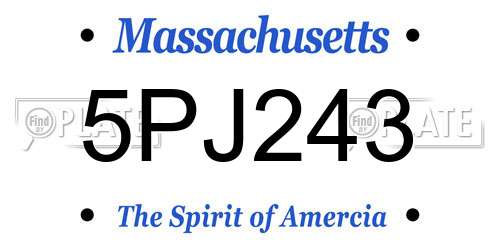 5PJ243 Massachusetts License Plate