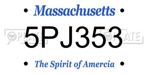 5PJ353 Massachusetts License Plate