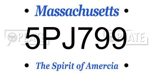 5PJ799 Massachusetts License Plate