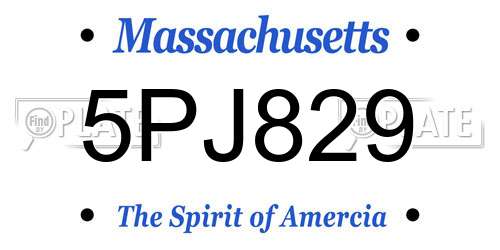 5PJ829 Massachusetts License Plate