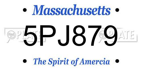 5PJ879 Massachusetts License Plate