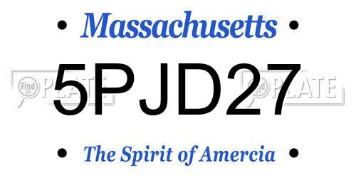 5PJD27 Massachusetts License Plate