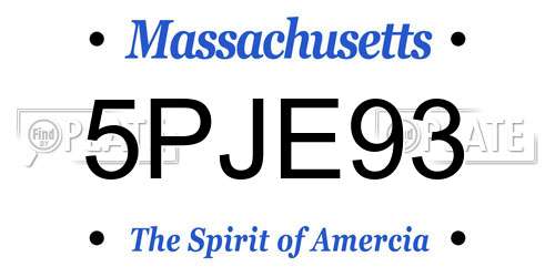 5PJE93 Massachusetts License Plate
