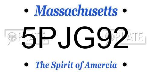 5PJG92 Massachusetts License Plate