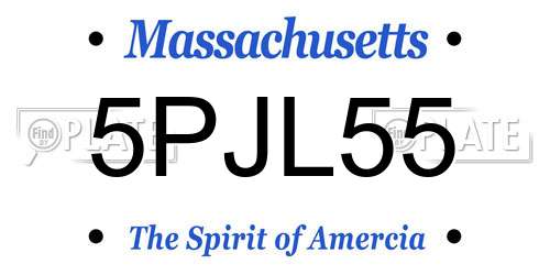 5PJL55 Massachusetts License Plate