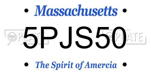 5PJS50 Massachusetts License Plate