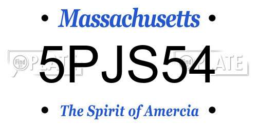 5PJS54 Massachusetts License Plate