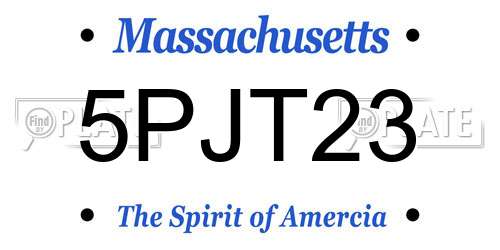 5PJT23 Massachusetts License Plate