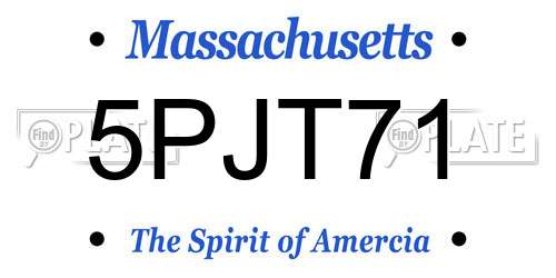 5PJT71 Massachusetts License Plate