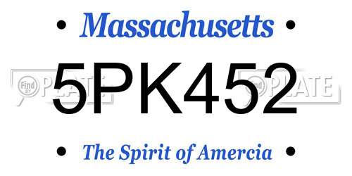 5PK452 Massachusetts License Plate
