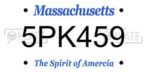 5PK459 Massachusetts License Plate