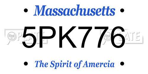 5PK776 Massachusetts License Plate