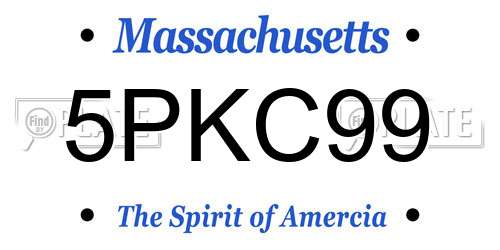 5PKC99 Massachusetts License Plate