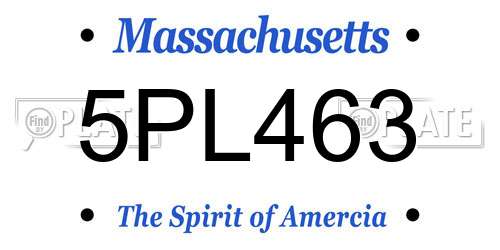 5PL463 Massachusetts License Plate
