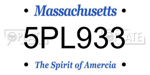5PL933 Massachusetts License Plate