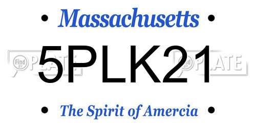 5PLK21 Massachusetts License Plate