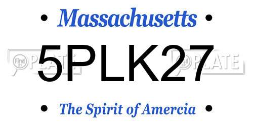 5PLK27 Massachusetts License Plate