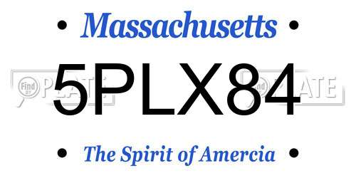 5PLX84 Massachusetts License Plate